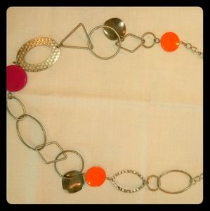 Cool pink orange and silver necklace!